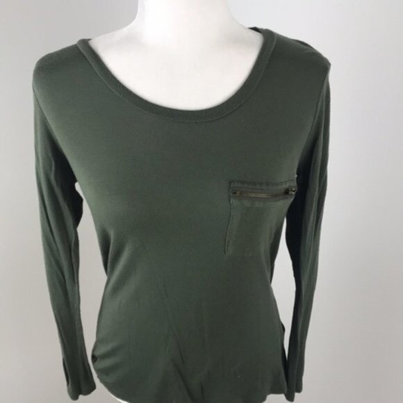 Occasion Long Sleeve Green Top With Pocket Size S - Picture 2 of 6